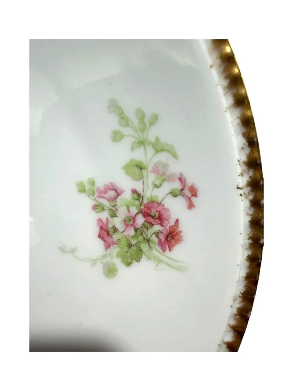 Antique Blakeman & Henderson Limoges France Floral Gold 8.5